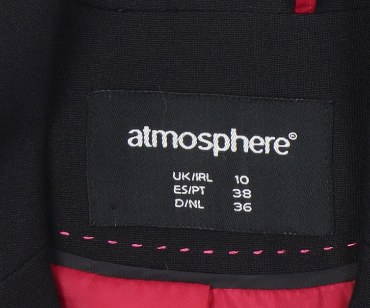 Atmosphere Womens Black Blazer UK 10 Regular Fit Notch Lapel
