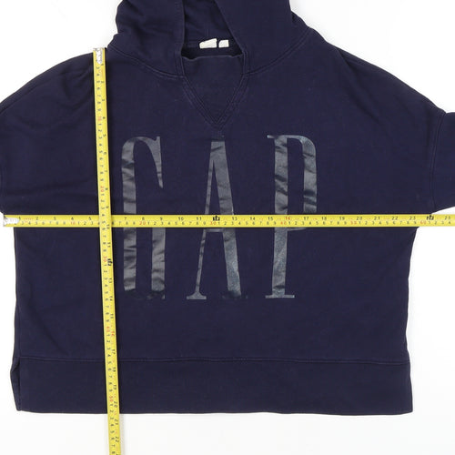 GAP Womens Navy Blue Hoodie Small Pullover Logo Cotton Blend