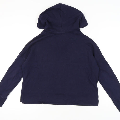 GAP Womens Navy Blue Hoodie Small Pullover Logo Cotton Blend
