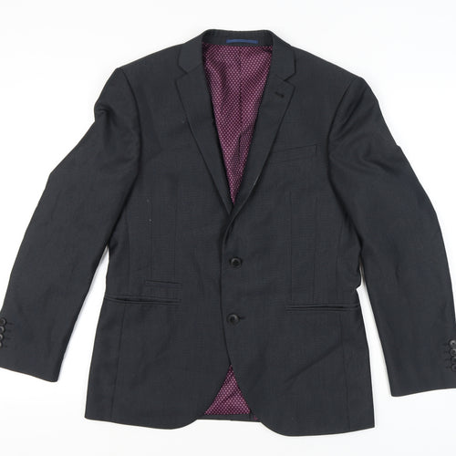 Next Men's Grey Suit Jacket 38S Short Single Breasted Notch Lapel