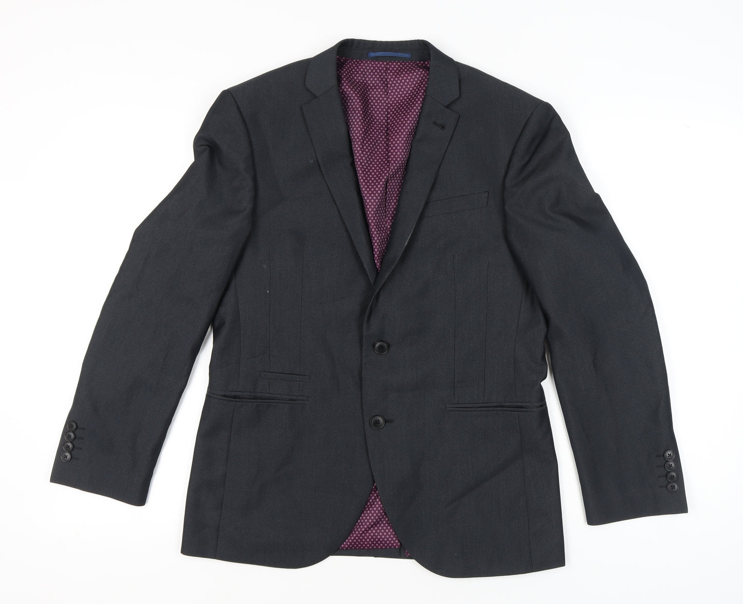 Next Men's Grey Suit Jacket 38S Short Single Breasted Notch Lapel