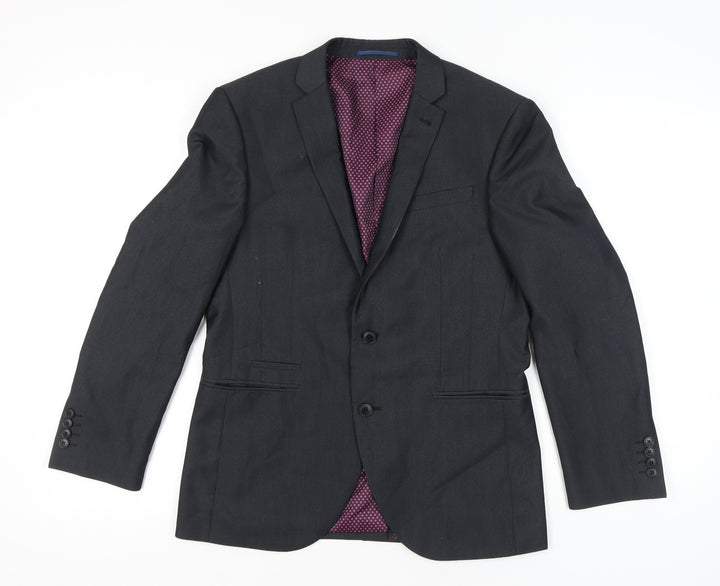 Next Men's Grey Suit Jacket 38S Short Single Breasted Notch Lapel