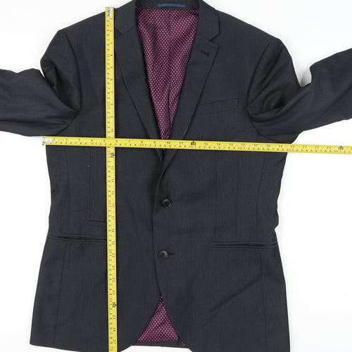 Next Men's Grey Suit Jacket 38S Short Single Breasted Notch Lapel