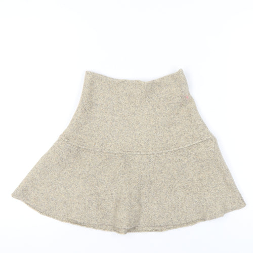 ZARA Women Beige Flared Wool Blend Short Skirt Size 12