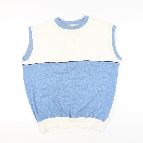 Rodeo Men's Blue White Sleeveless Knit Vest Jumper Size L 42in Chest