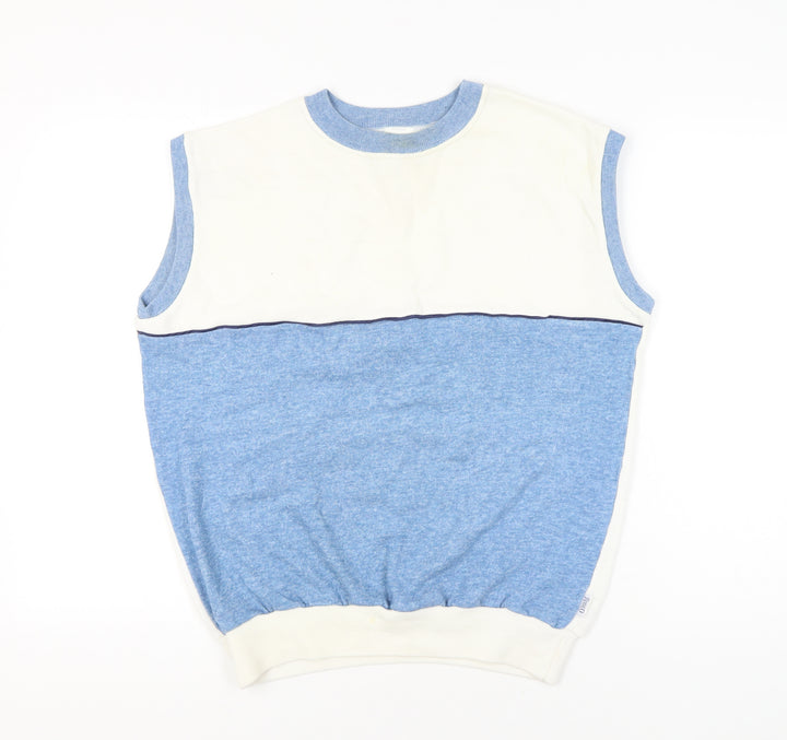 Rodeo Men's Blue White Sleeveless Knit Vest Jumper Size L 42in Chest
