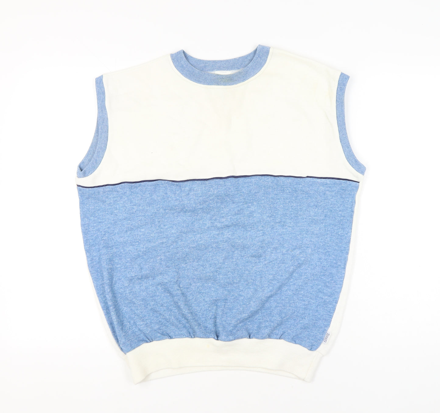 Rodeo Men's Blue White Sleeveless Knit Vest Jumper Size L 42in Chest