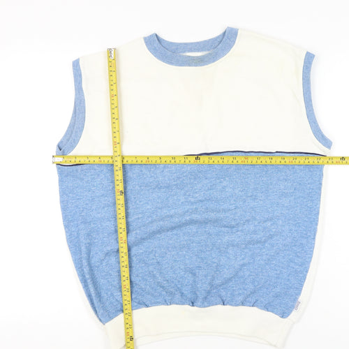 Rodeo Men's Blue White Sleeveless Knit Vest Jumper Size L 42in Chest