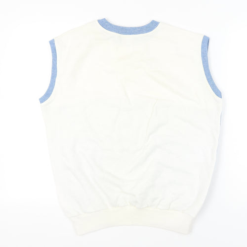 Rodeo Men's Blue White Sleeveless Knit Vest Jumper Size L 42in Chest