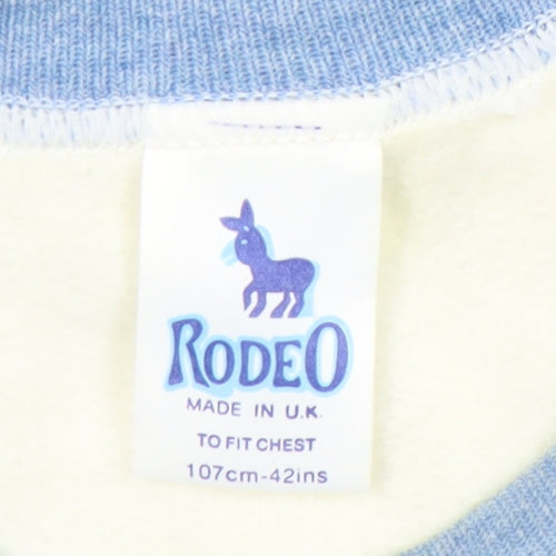 Rodeo Men's Blue White Sleeveless Knit Vest Jumper Size L 42in Chest