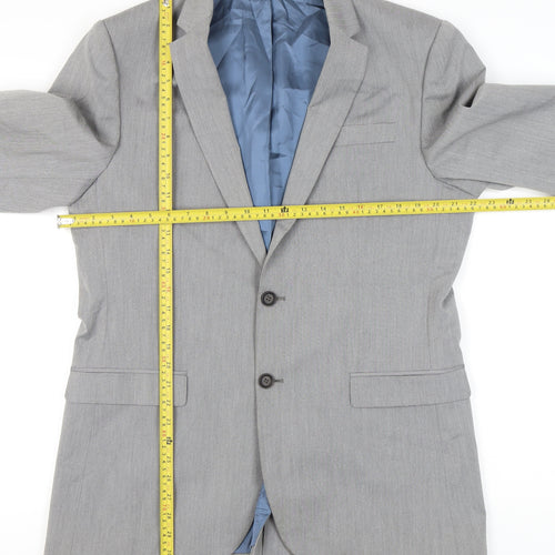 River Island Men’s Grey Suit Jacket Blazer 42L Notch Lapel Formal
