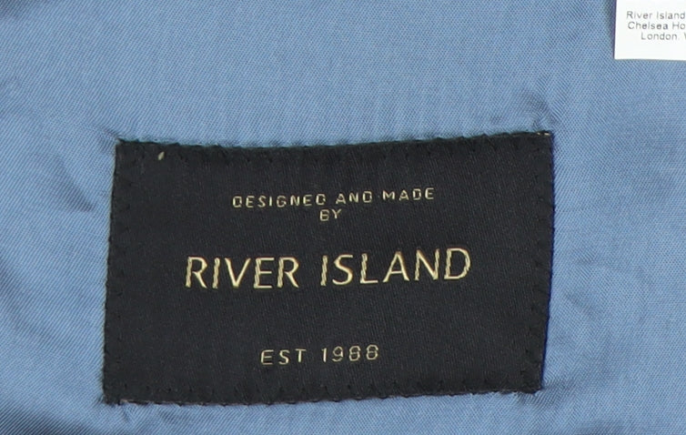 River Island Men’s Grey Suit Jacket Blazer 42L Notch Lapel Formal