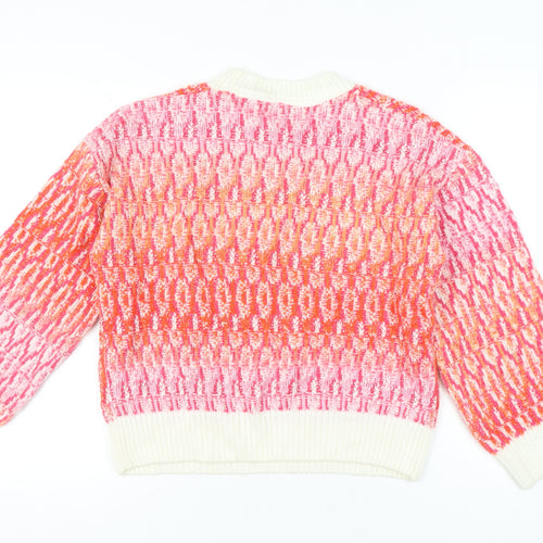 Tu Women’s Pink Orange Knit Jumper Size 14 Crew Neck Pullover