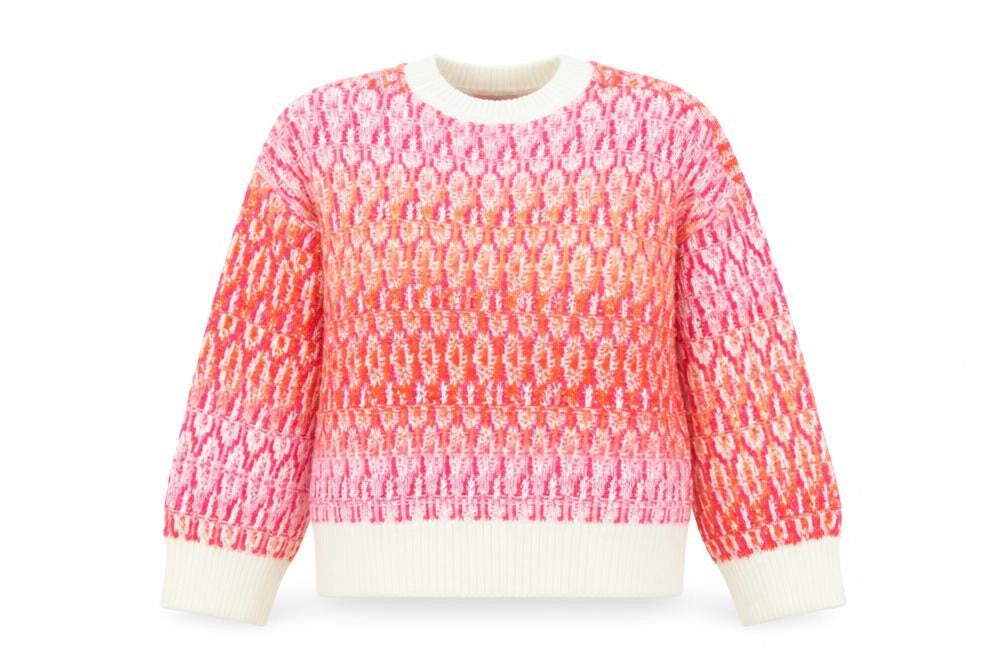 Front view of Tu Women’s Pink Orange Knit Jumper, size UK 14, Crew Neck Pullover
