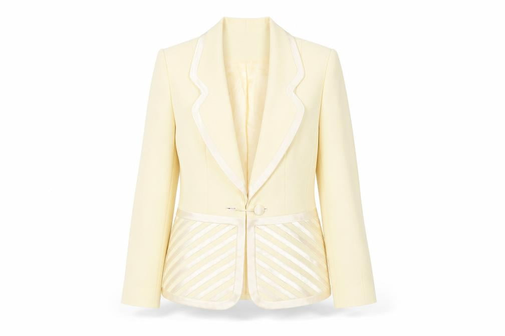 Front view of Ronald Joyce Occasion Wear Women's Ivory Blazer Jacket, size 12