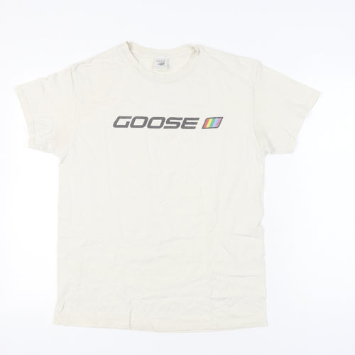 G&G Men’s Beige Goose Logo Graphic Print T-Shirt Size M Crew Neck