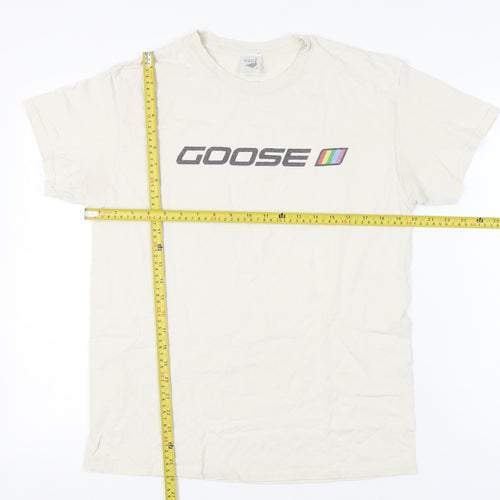 G&G Men’s Beige Goose Logo Graphic Print T-Shirt Size M Crew Neck