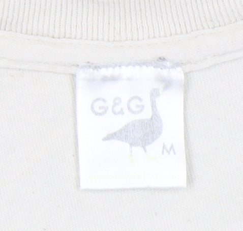G&G Men’s Beige Goose Logo Graphic Print T-Shirt Size M Crew Neck