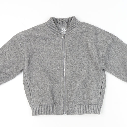F&F Girls Grey Bomber Jacket 4-5 Years Polyester Viscose Lined Zip