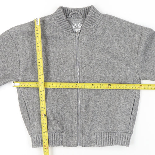 F&F Girls Grey Bomber Jacket 4-5 Years Polyester Viscose Lined Zip