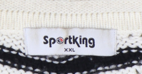 SportKing Womens White Black Striped Knit Jumper 2XL Long Sleeve