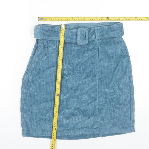 Dorothy Perkins Women’s Blue Cotton Corduroy Skirt UK 10 High Rise