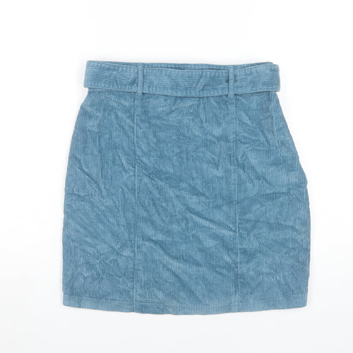 Dorothy Perkins Women’s Blue Cotton Corduroy Skirt UK 10 High Rise