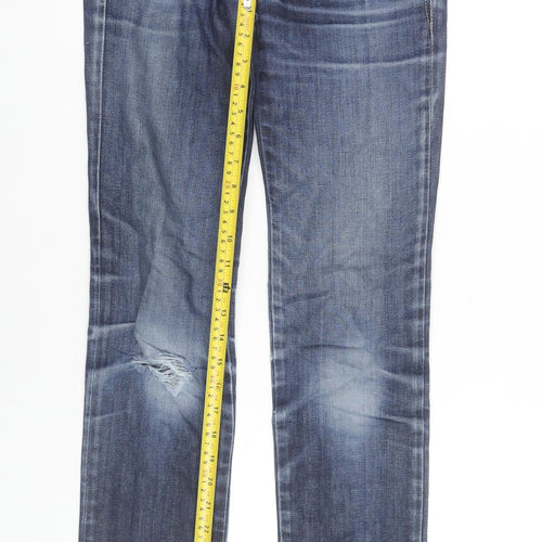 Diesel Women Blue Skinny Slim Mid-Rise Distressed Jeans Size 25