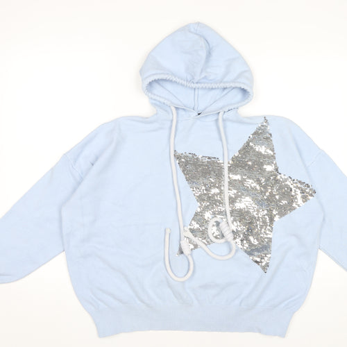 Forevayoung Women’s Blue Sequin Star Hoodie S Pullover Casual