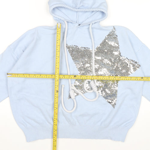 Forevayoung Women’s Blue Sequin Star Hoodie S Pullover Casual