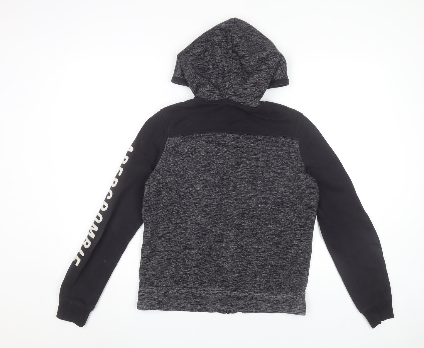 Abercrombie Kids Boys Black Grey Full Zip Hoodie 13-14 Years Logo Print