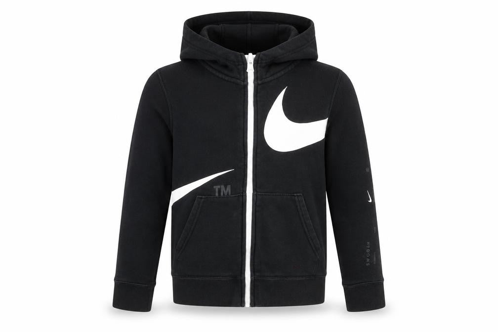 Nike Boys Black Full Zip Hoodie Size 146cm Sports Graphic Hooded Top