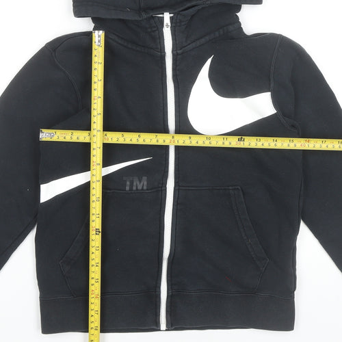 Nike Boys Black Full Zip Hoodie Size 146cm Sports Graphic Hooded Top