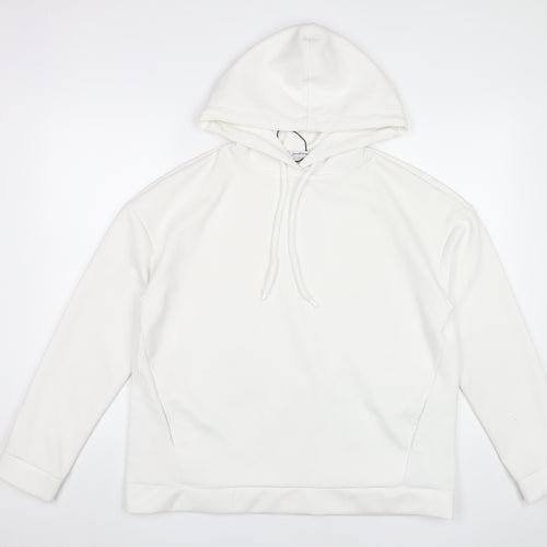 Stradivarius Women’s White Hoodie Pullover Size L Polyester Blend