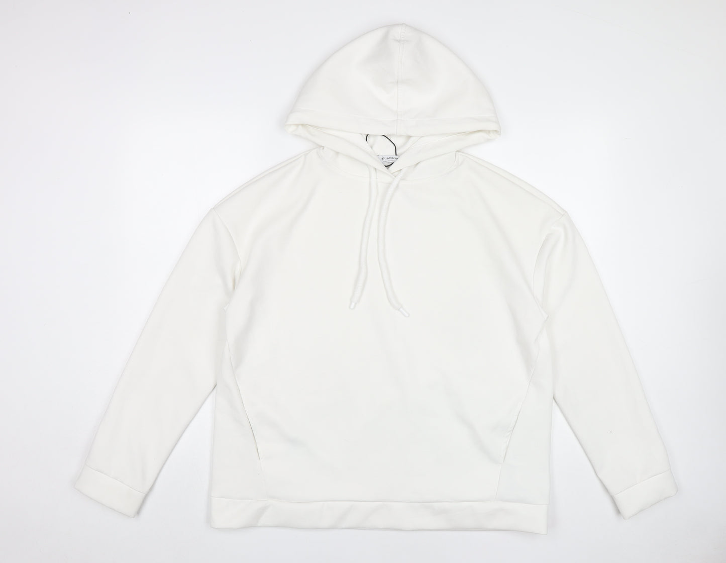 Stradivarius Women’s White Hoodie Pullover Size L Polyester Blend