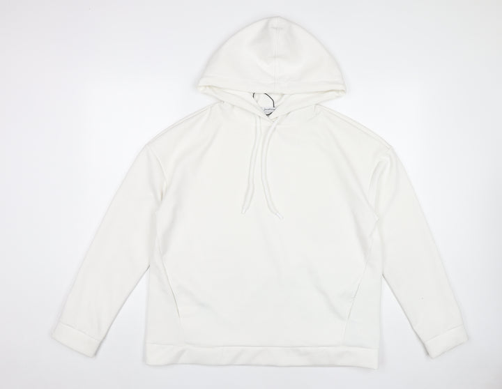 Stradivarius Women’s White Hoodie Pullover Size L Polyester Blend