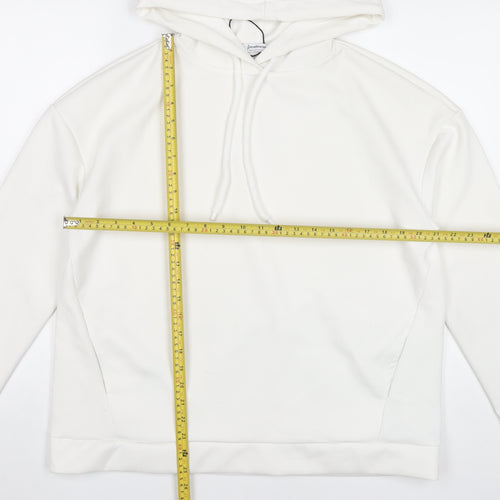 Stradivarius Women’s White Hoodie Pullover Size L Polyester Blend