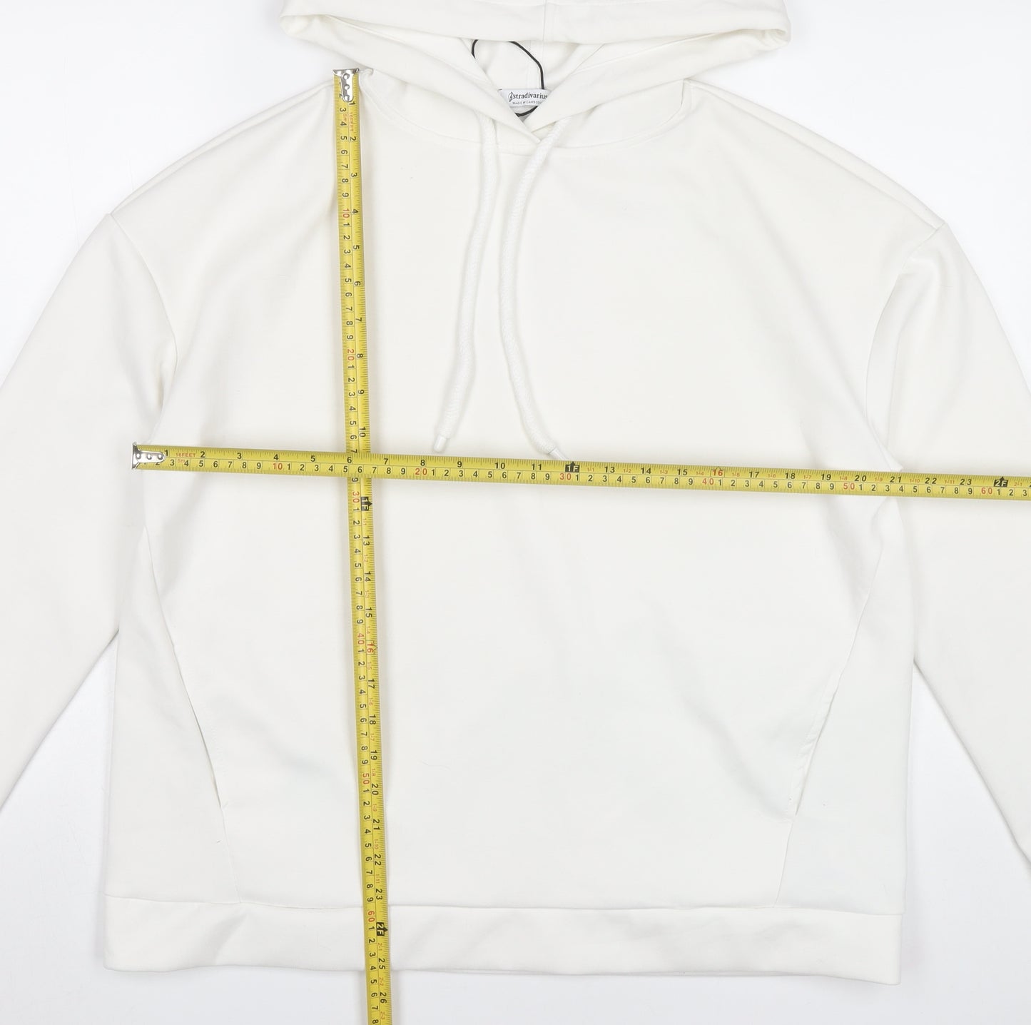 Stradivarius Women’s White Hoodie Pullover Size L Polyester Blend