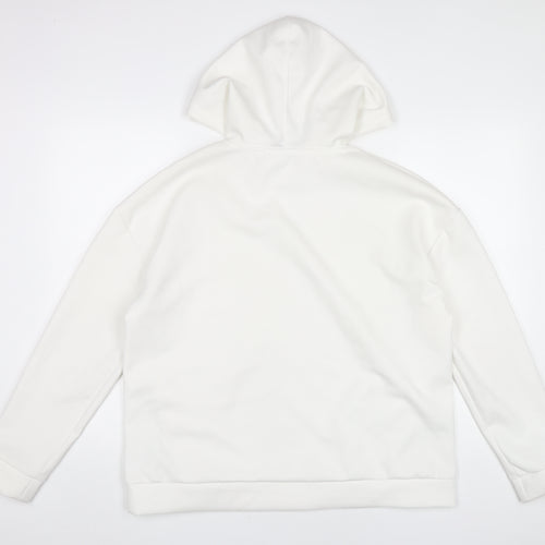 Stradivarius Women’s White Hoodie Pullover Size L Polyester Blend