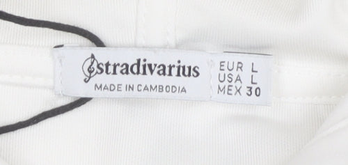 Stradivarius Women’s White Hoodie Pullover Size L Polyester Blend
