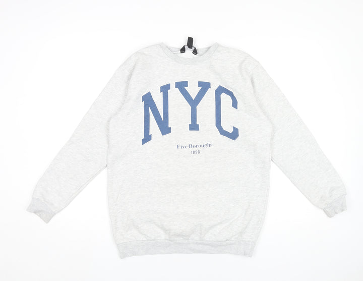 New Look Girls Grey NYC Sweatshirt 12-13 Years Crew Neck Pullover
