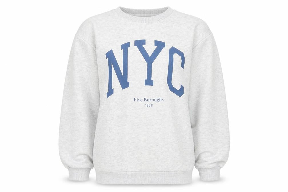 Front view of New Look girls’ grey nyc sweatshirt 12-13 years crew neck pullover