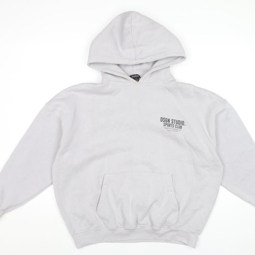 Boohoo Womens Grey Pullover Hoodie XS Regular Fit Sports Logo