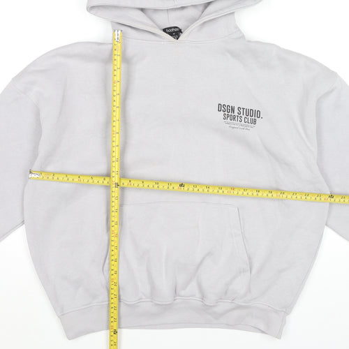 Boohoo Womens Grey Pullover Hoodie XS Regular Fit Sports Logo