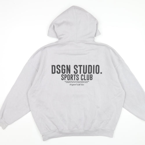 Boohoo Womens Grey Pullover Hoodie XS Regular Fit Sports Logo
