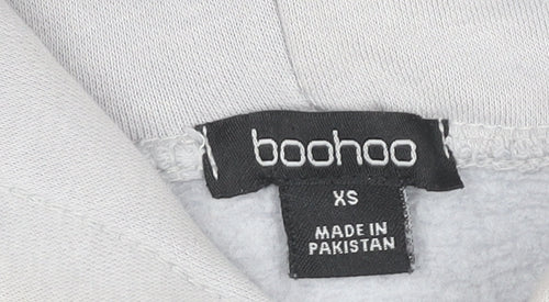 Boohoo Womens Grey Pullover Hoodie XS Regular Fit Sports Logo