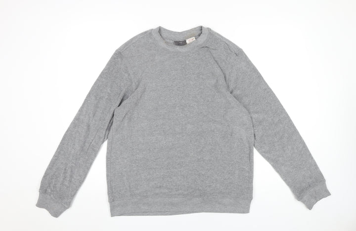 H&M Men’s Grey Pullover Sweatshirt Size M Regular Fit Crew Neck