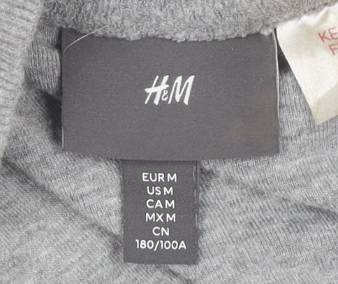 H&M Men’s Grey Pullover Sweatshirt Size M Regular Fit Crew Neck