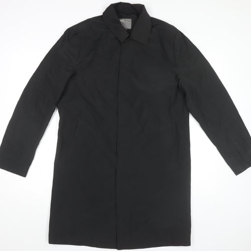 ASOS Women Black Long Overcoat Coat M Polyester Lined Classic