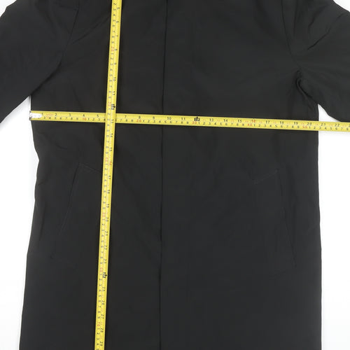 ASOS Women Black Long Overcoat Coat M Polyester Lined Classic